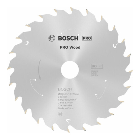 Lame de scie circulaire Bosch Standard pour bois, 140x1.5/1x20, 24 dents
