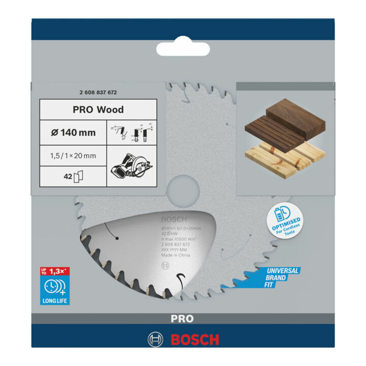 Lame de scie circulaire Bosch Standard pour bois, 140x1.5/1x20, 42 dents