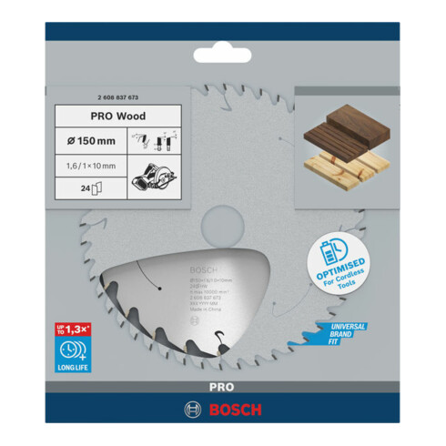 Lame de scie circulaire Bosch Standard pour bois, 150x1.6/1x10, 24 dents