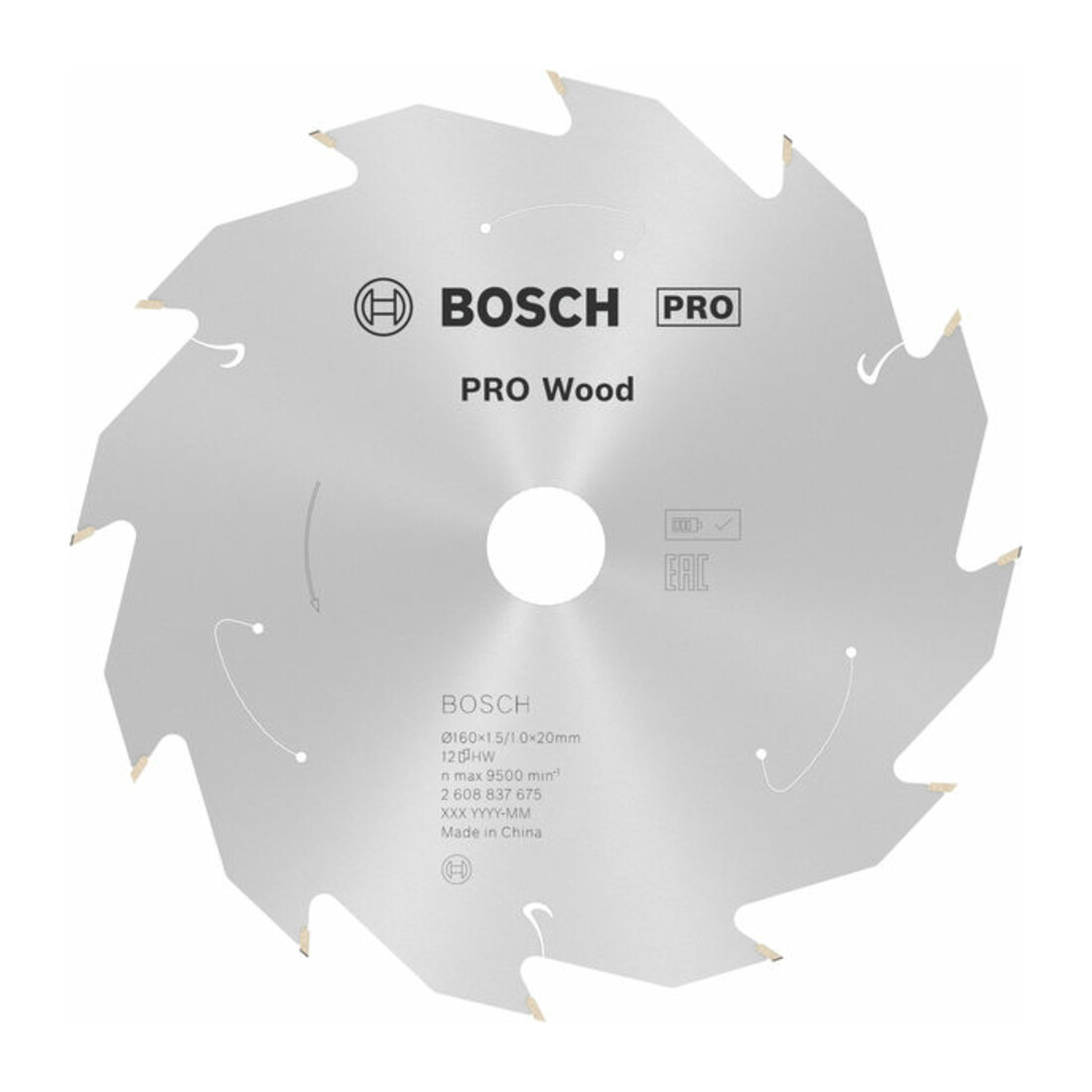Lame de scie circulaire Bosch Standard pour bois, 160x1.5/1x20, 12 dents
