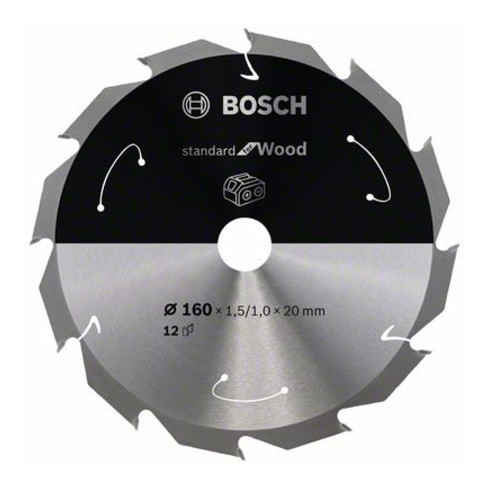 Lame de scie circulaire Bosch Standard pour bois, 160x1.5/1x20, 12 dents