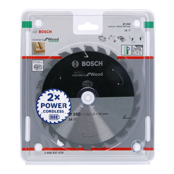 Lame de scie circulaire Bosch Standard pour bois, 160x1.5/1x20, 24 dents