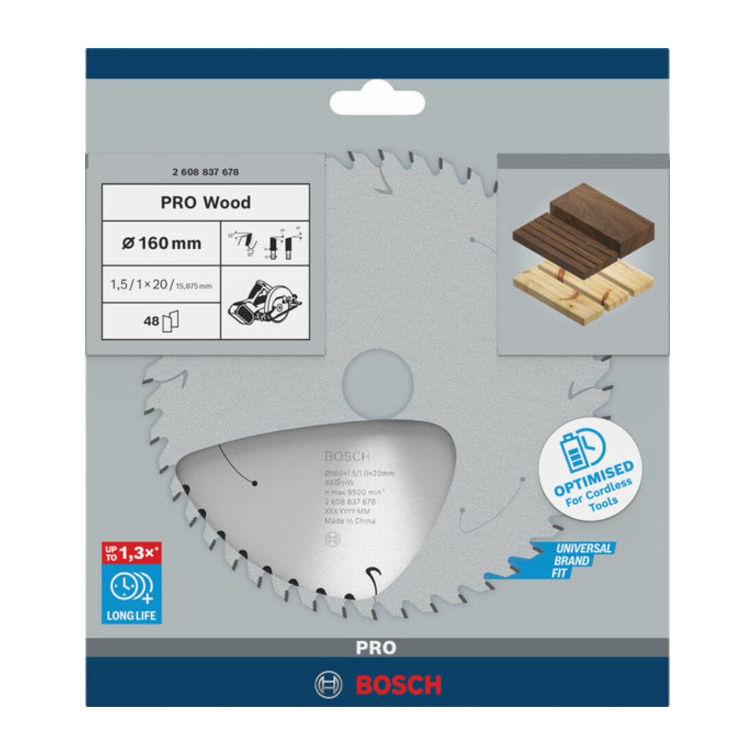Lame de scie circulaire Bosch Standard pour bois, 160x1.5/1x20, 48 dents