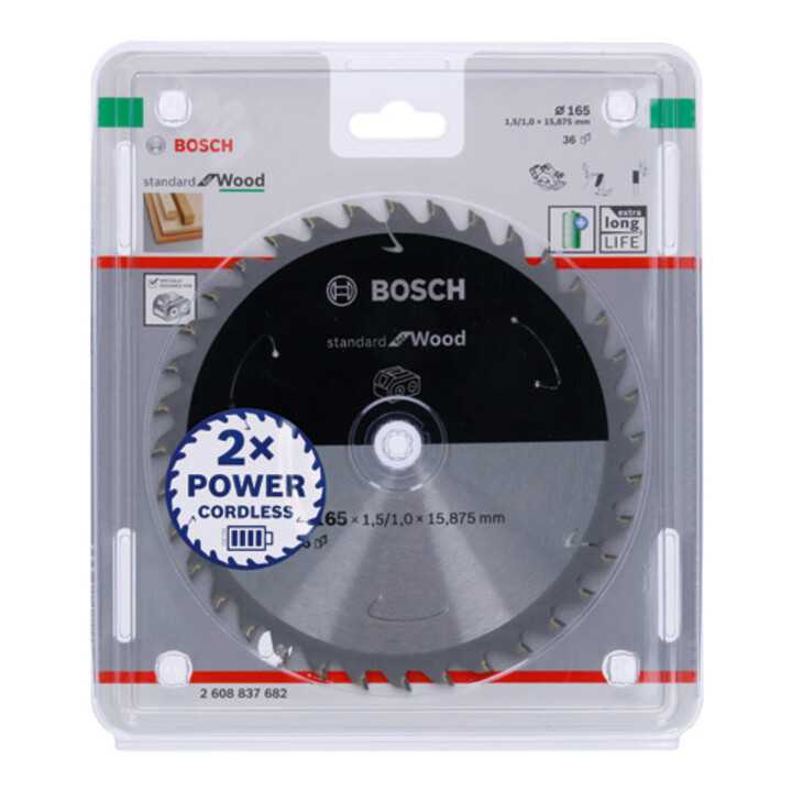 Lame de scie circulaire Bosch standard pour bois, 165x1.5/1x15.875, 36 dents
