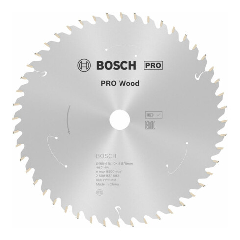 Lame de scie circulaire Bosch Standard pour bois, 165x1.5/1x15.875, 48 dents