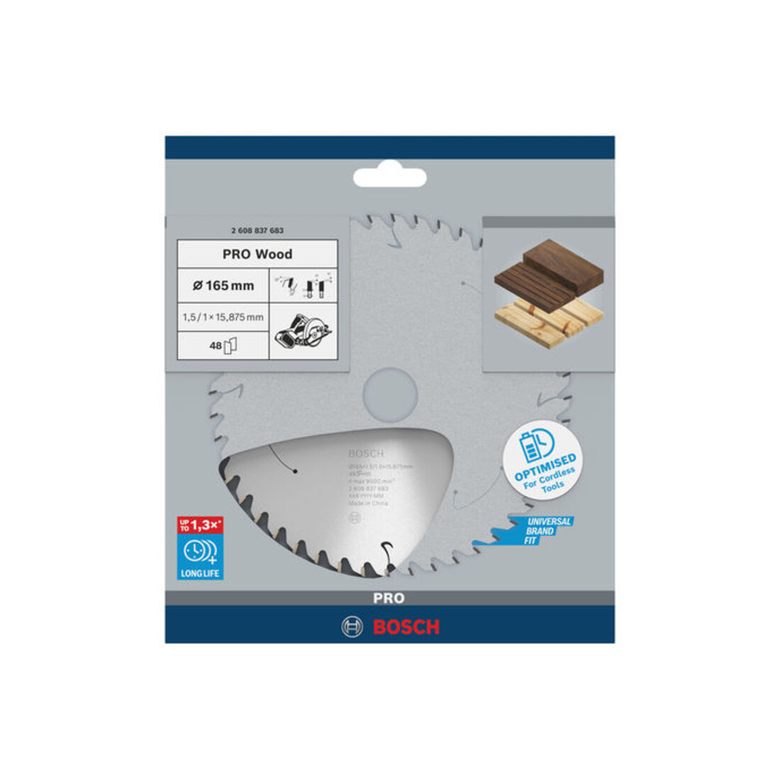 Lame de scie circulaire Bosch Standard pour bois, 165x1.5/1x15.875, 48 dents