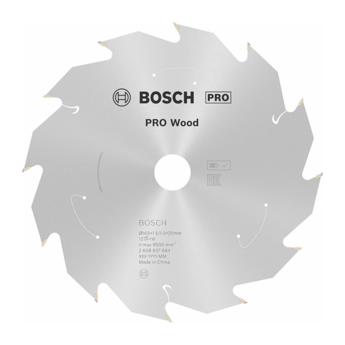 Lame de scie circulaire Bosch Standard pour bois, 165x1.5/1x20, 12 dents