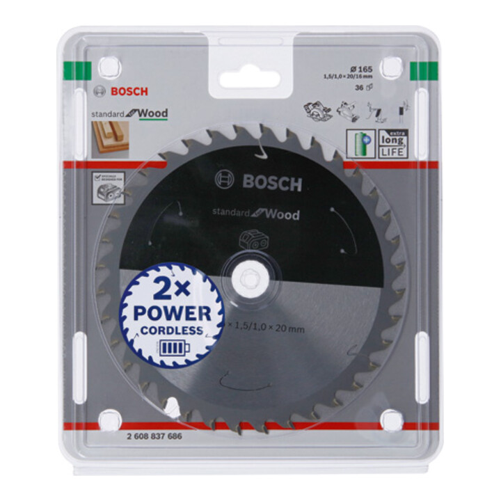 Lame de scie circulaire Bosch Standard pour bois, 165x1.5/1x20, 36 dents