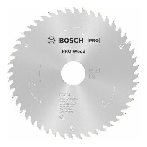 Lame de scie circulaire Bosch Standard pour bois, 165x1.5/1x30, 48 dents