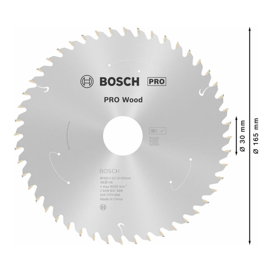 Lame de scie circulaire Bosch Standard pour bois, 165x1.5/1x30, 48 dents
