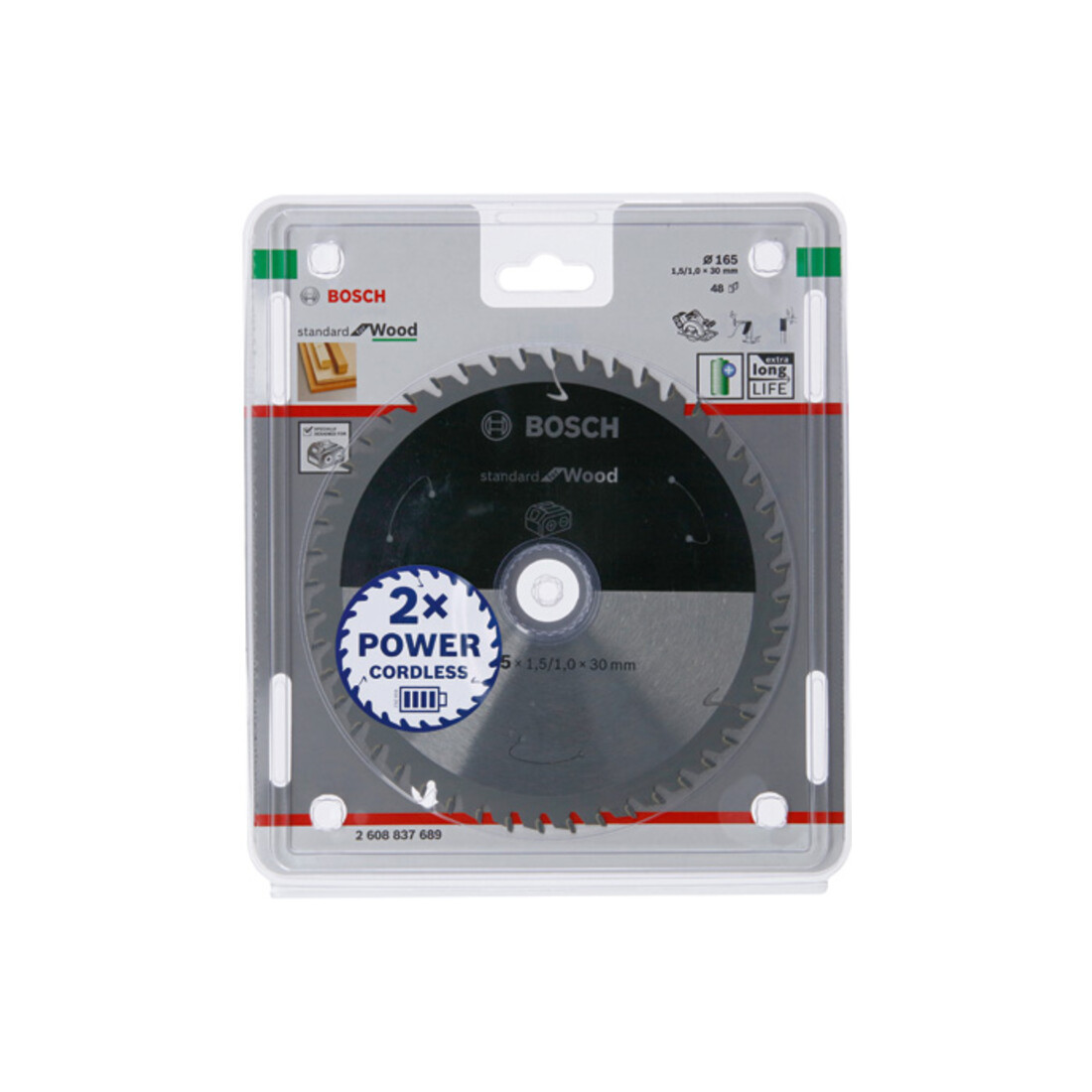 Lame de scie circulaire Bosch Standard pour bois, 165x1.5/1x30, 48 dents