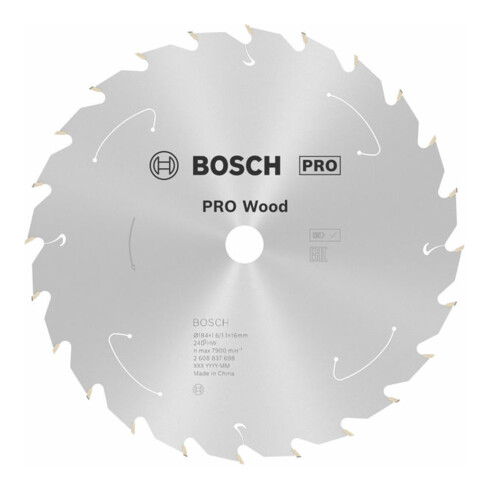 Lame de scie circulaire Bosch Standard pour bois, 184x1.6/1.1x16, 24 dents