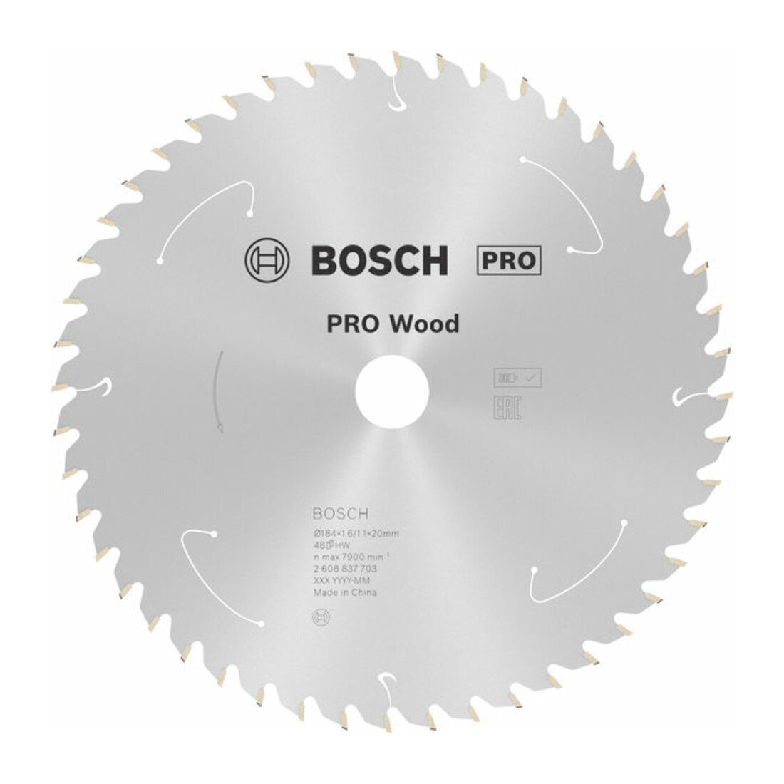 Lame de scie circulaire Bosch Standard pour bois, 184x1.6/1.1x20, 48 dents