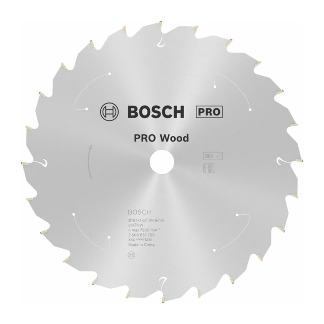 Lame de scie circulaire Bosch Standard pour bois, 184x1.6/1x16, 24 dents