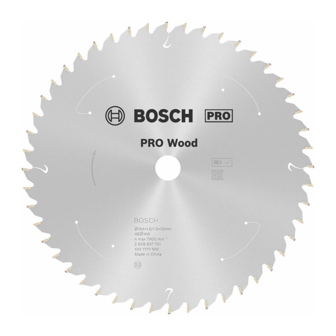 Lame de scie circulaire Bosch Standard pour bois, 184x1.6/1x16, 48 dents