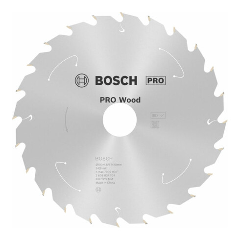 Lame de scie circulaire Bosch standard pour bois, 190x1.6/1.1x20, 24 dents