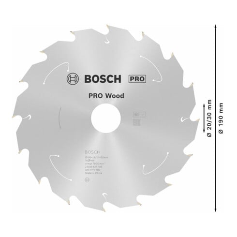 Lame de scie circulaire Bosch Standard pour bois, 190x1.6/1.1x30, 16 dents