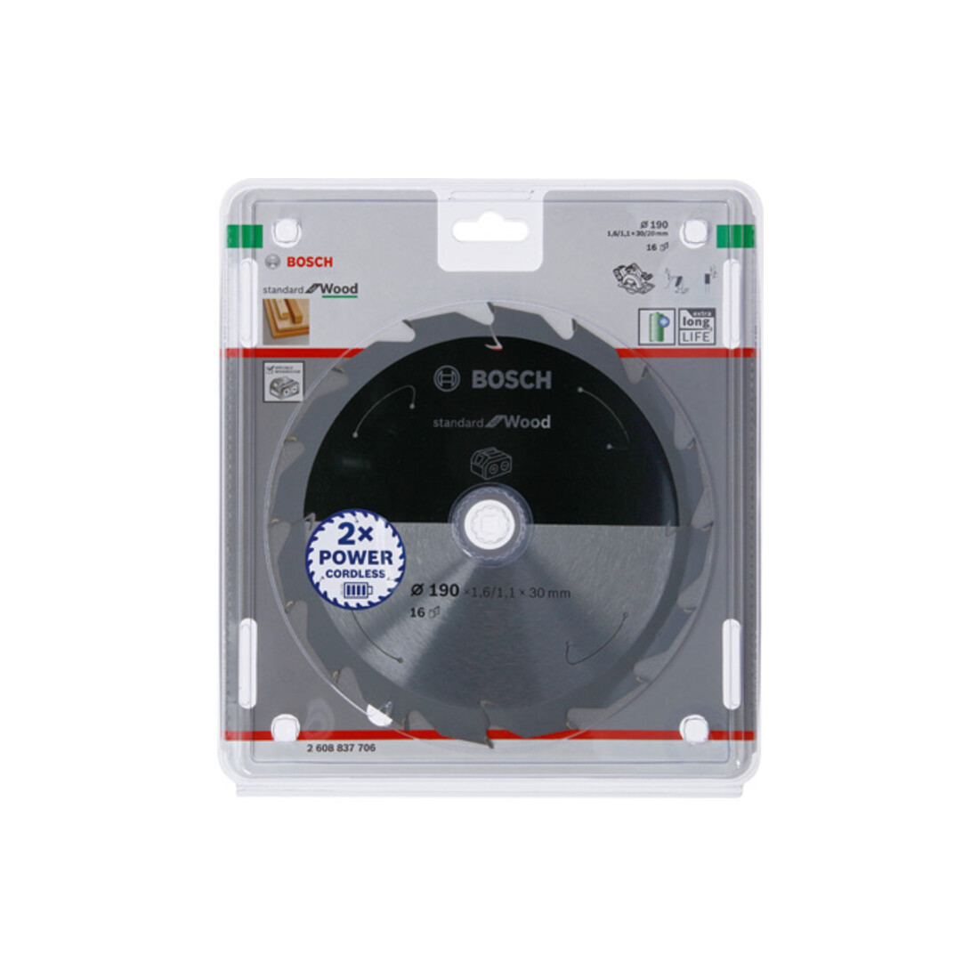 Lame de scie circulaire Bosch Standard pour bois, 190x1.6/1.1x30, 16 dents