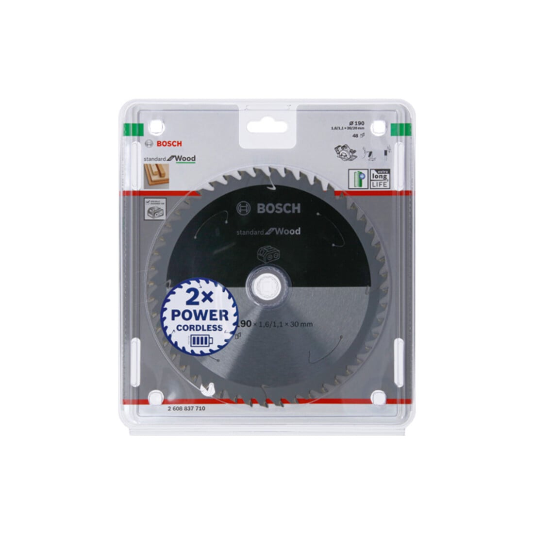 Lame de scie circulaire Bosch Standard pour bois, 190x1.6/1.1x30, 48 dents