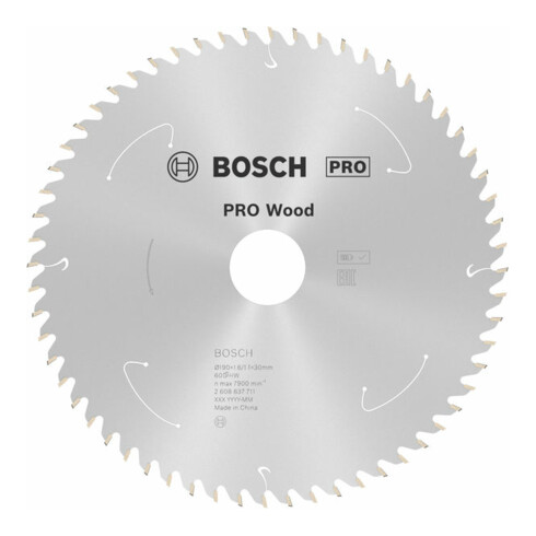 Lame de scie circulaire Bosch Standard pour bois, 190x1.6/1.1x30, 60 dents
