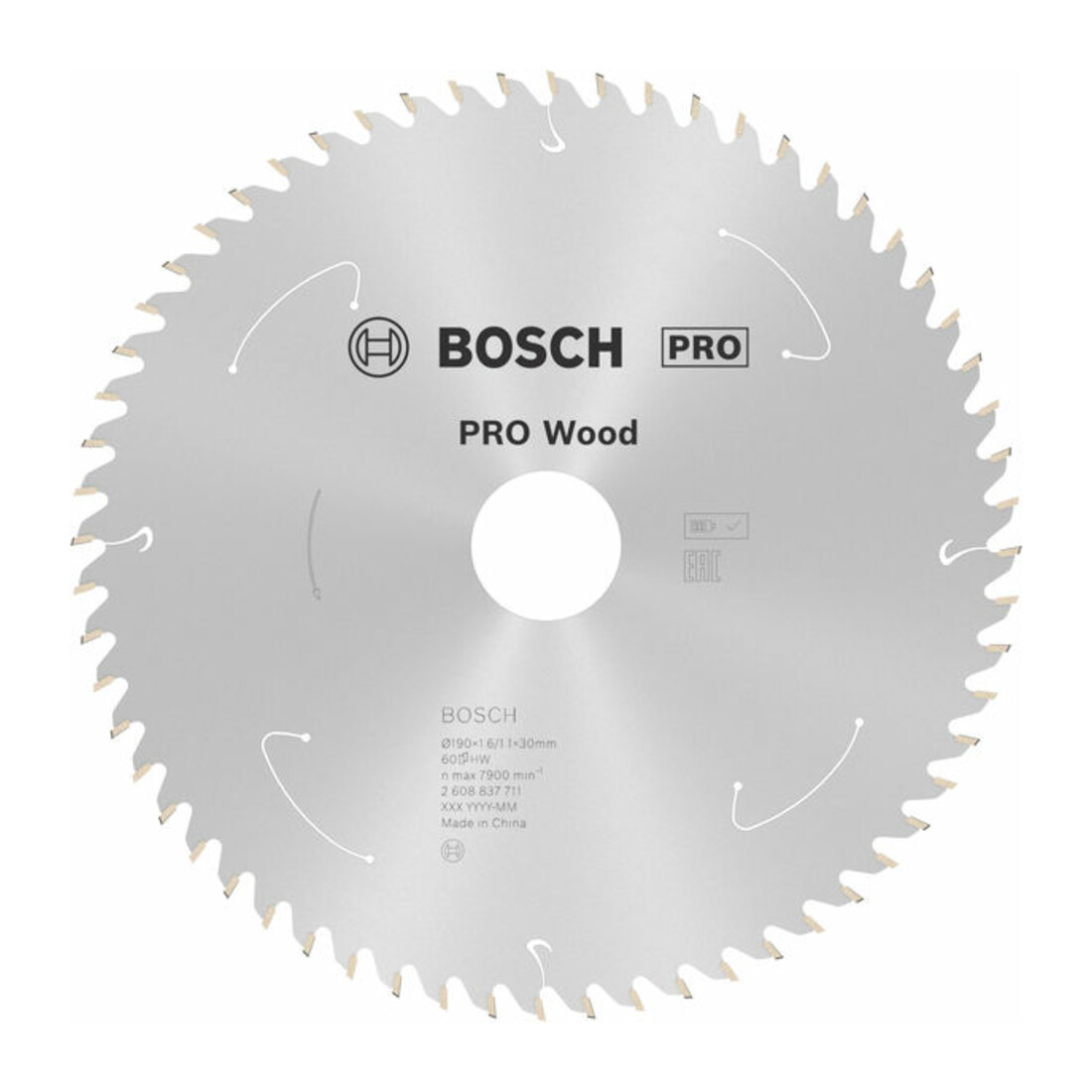 Lame de scie circulaire Bosch Standard pour bois, 190x1.6/1.1x30, 60 dents