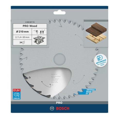Lame de scie circulaire Bosch Standard pour bois, 210x1.7/1.2x30, 24 dents