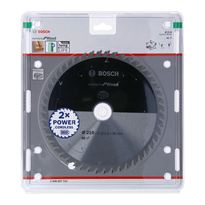 Lame de scie circulaire Bosch Standard pour bois, 210x1.7/1.2x30, 48 dents