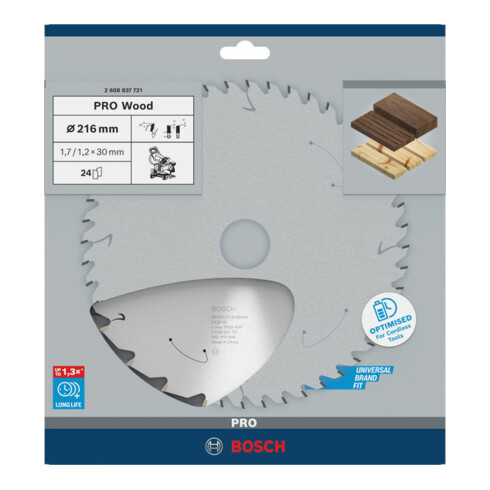 Lame de scie circulaire Bosch Standard pour bois 216 x 1,7/1,2 x 30 24 dents