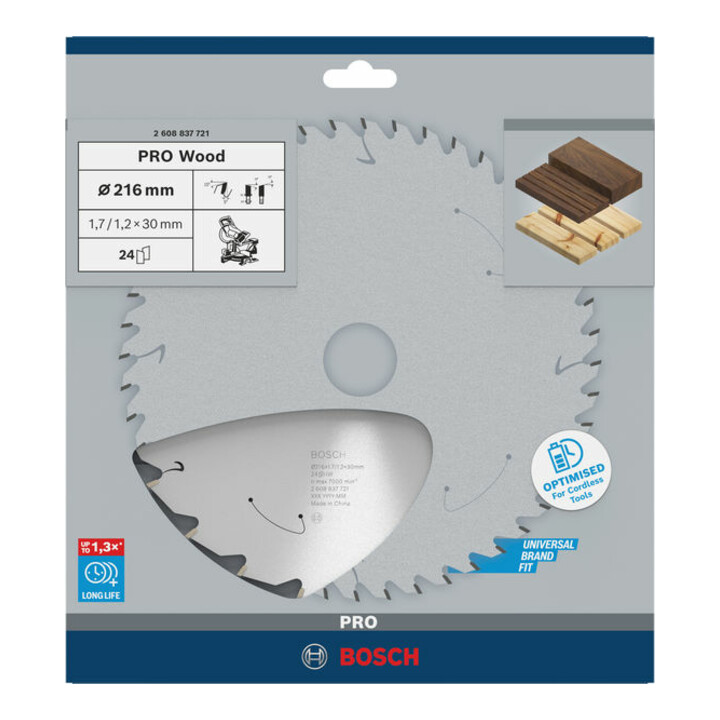 Lame de scie circulaire Bosch Standard pour bois 216 x 1,7/1,2 x 30 24 dents