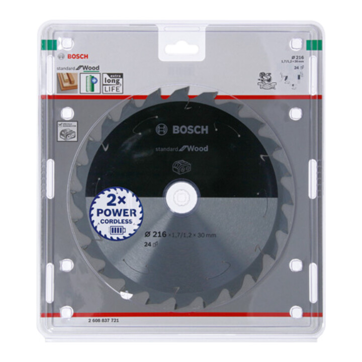 Lame de scie circulaire Bosch Standard pour bois 216 x 1,7/1,2 x 30 24 dents