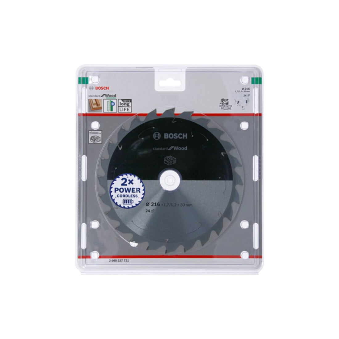 Lame de scie circulaire Bosch Standard pour bois 216 x 1,7/1,2 x 30 24 dents