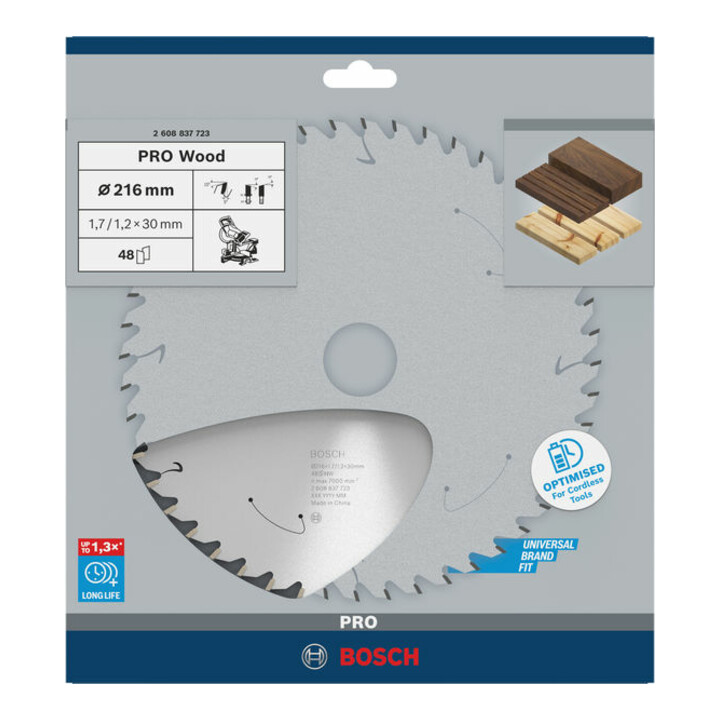 Lame de scie circulaire Bosch Standard pour bois 216 x 1,7/1,2 x 30 48 dents
