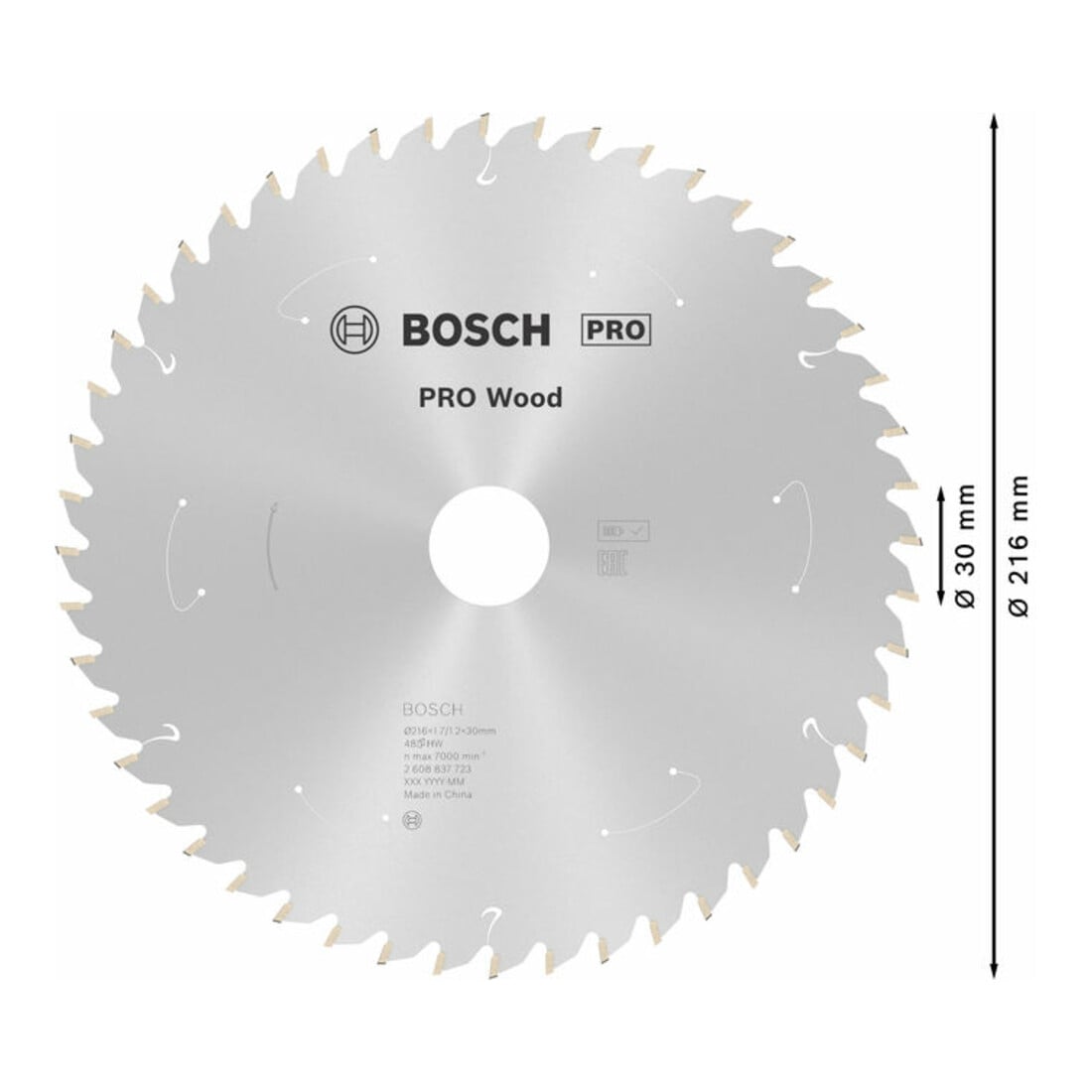 Lame de scie circulaire Bosch Standard pour bois 216 x 1,7/1,2 x 30 48 dents