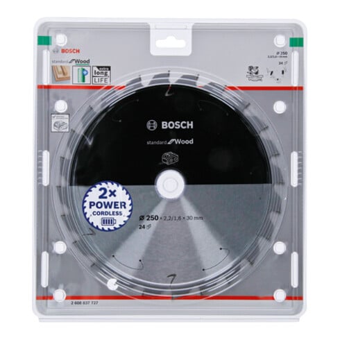Lame de scie circulaire Bosch Standard pour bois, 250x2.2/1.6x30, 24 dents