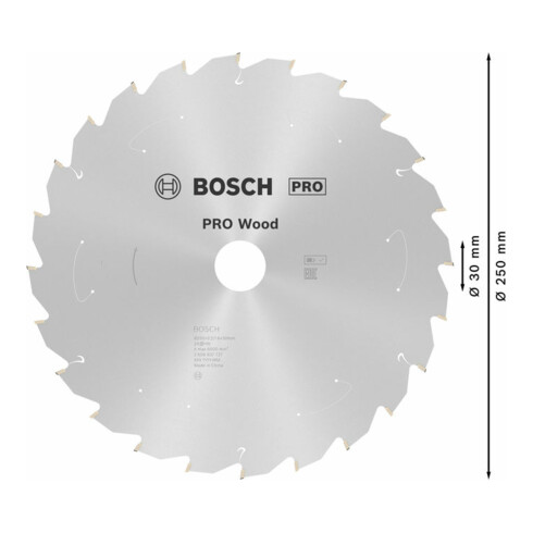 Lame de scie circulaire Bosch Standard pour bois, 250x2.2/1.6x30, 24 dents