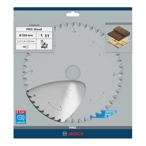 Lame de scie circulaire Bosch Standard pour bois, 250x2.2/1.6x30, 48 dents