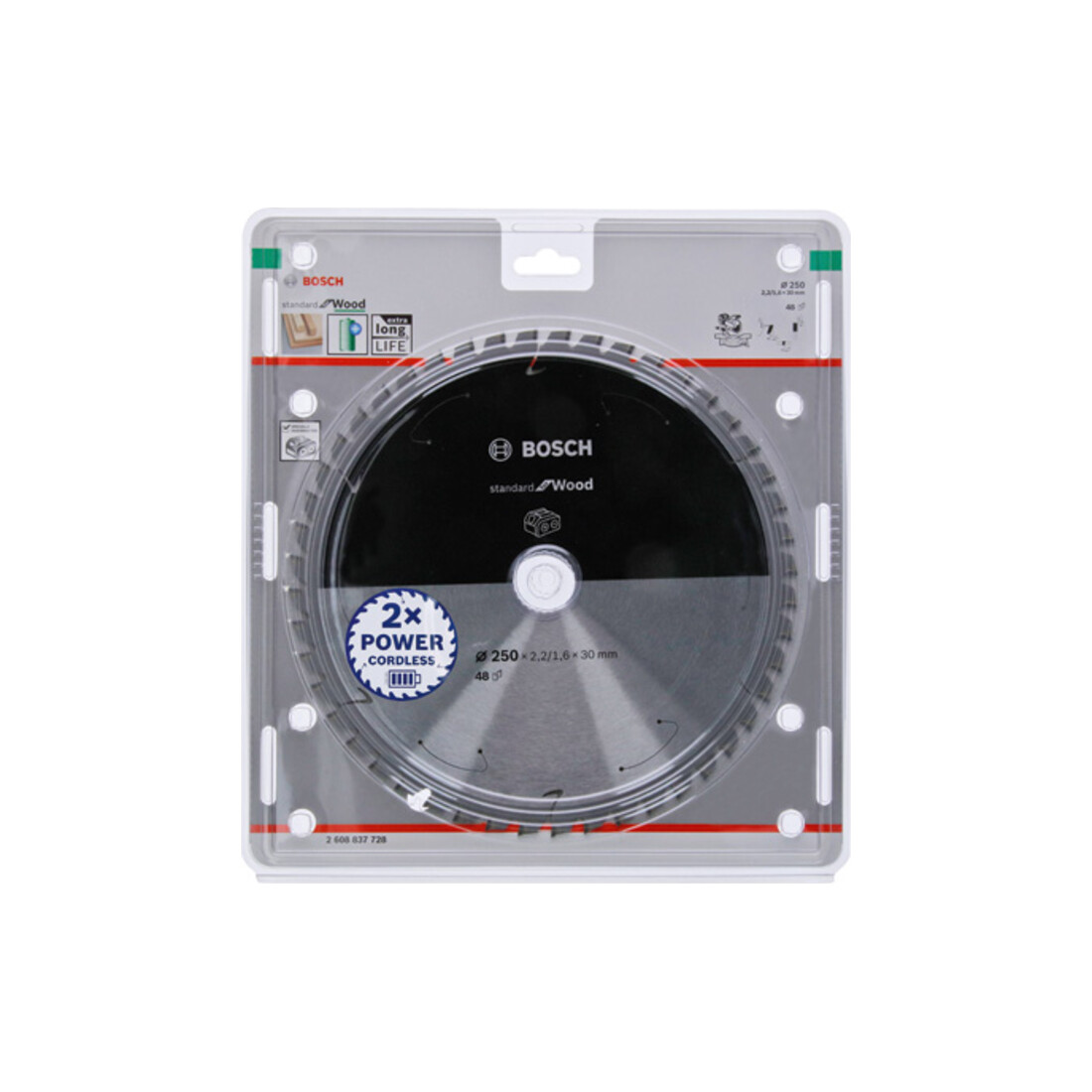 Lame de scie circulaire Bosch Standard pour bois, 250x2.2/1.6x30, 48 dents