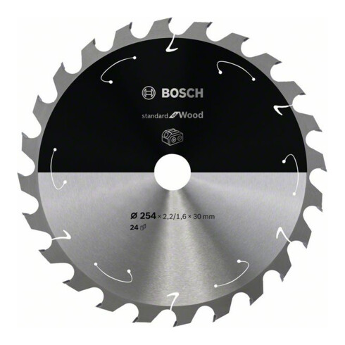 Lame de scie circulaire Bosch Standard pour bois, 254x2.2/1.6x30, 24 dents