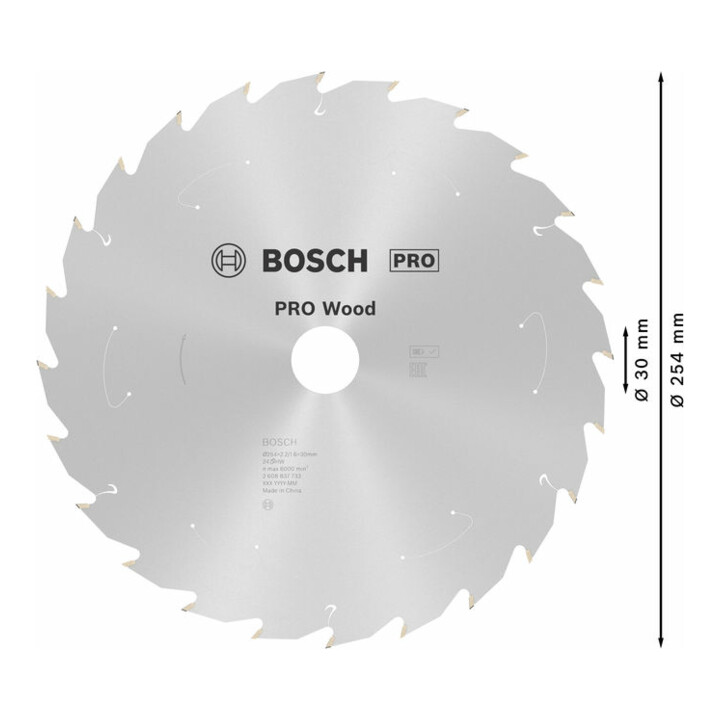 Lame de scie circulaire Bosch Standard pour bois, 254x2.2/1.6x30, 24 dents