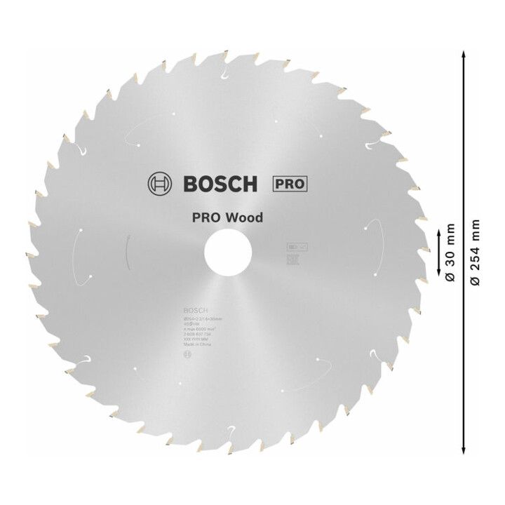 Lame de scie circulaire Bosch Standard pour bois, 254x2.2/1.6x30, 40 dents