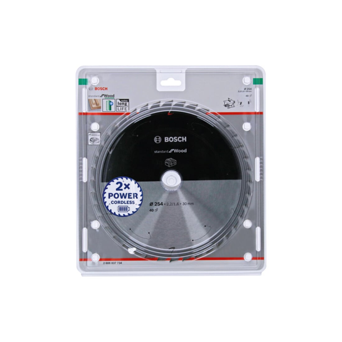 Lame de scie circulaire Bosch Standard pour bois, 254x2.2/1.6x30, 40 dents