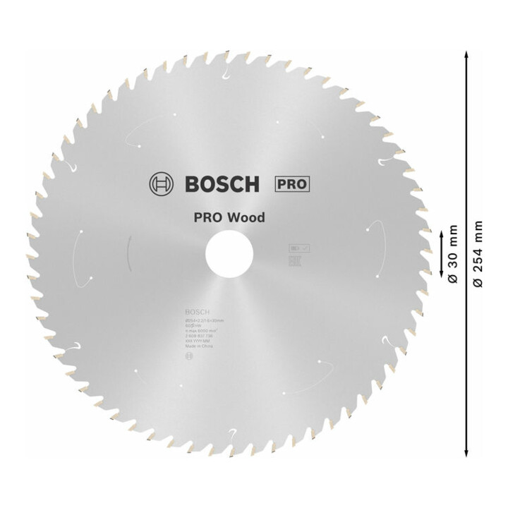 Lame de scie circulaire Bosch Standard pour bois, 254x2.2/1.6x30, 60 dents