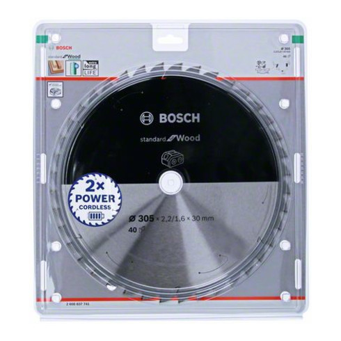 Lame de scie circulaire Bosch Standard pour bois, 305x2.2/1.6x30, 40 dents