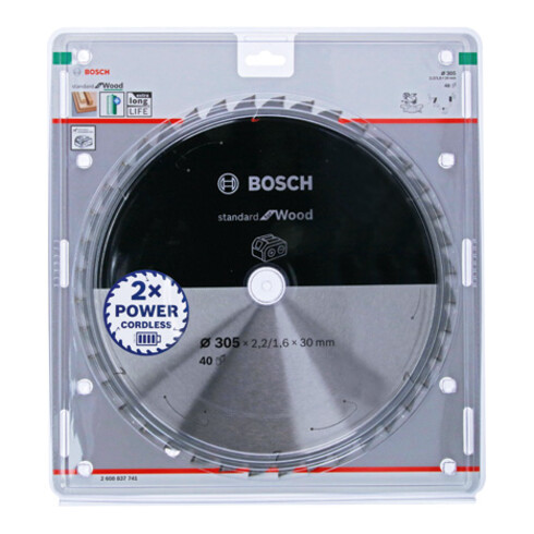 Lame de scie circulaire Bosch Standard pour bois, 305x2.2/1.6x30, 40 dents