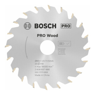 Lame de scie circulaire Bosch Norme pour le bois pour les scies sans fil