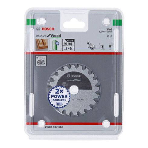Lame de scie circulaire Bosch Standard pour bois 85 x 1,1/0,7 x 15 20 dents