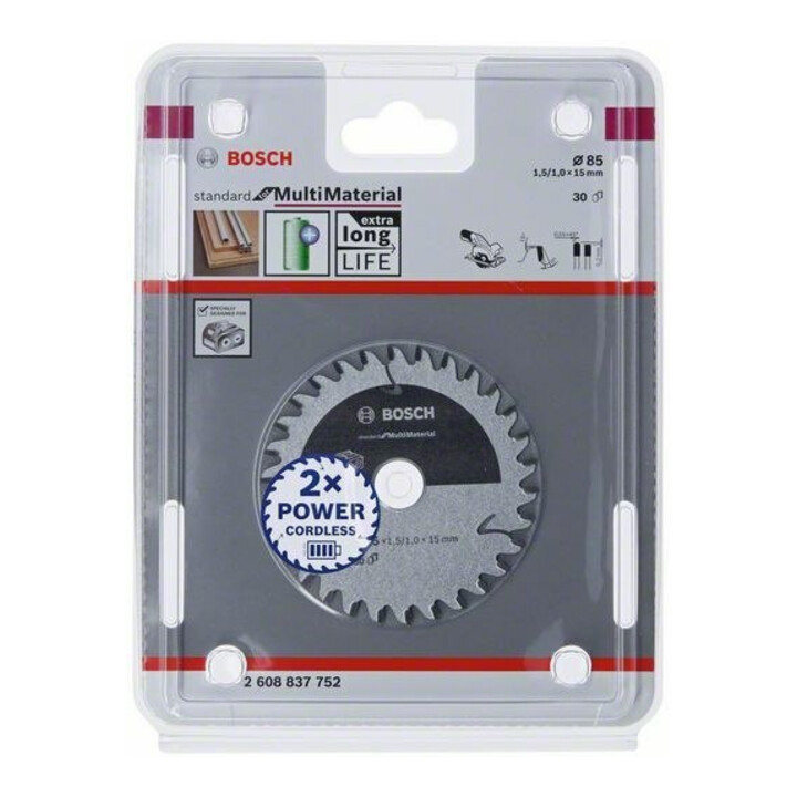 Lame de scie circulaire Bosch Standard pour matériaux multiples 85 x 1,5/1 x 15 30 dents