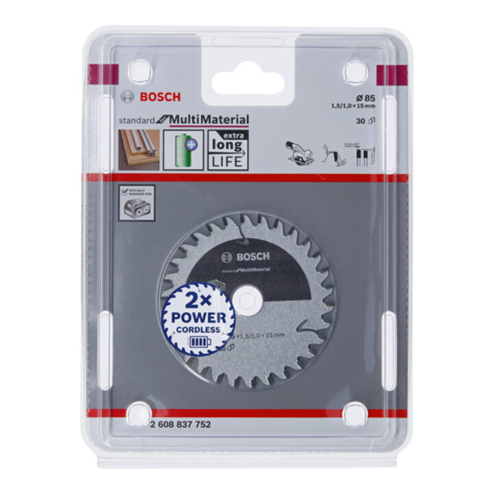 Lame de scie circulaire Bosch Standard pour matériaux multiples 85 x 1,5/1 x 15 30 dents