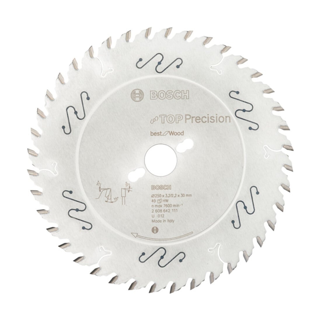 Lame de scie circulaire Bosch Top Precision Best for Wood 250 x 30 x 3.2 mm 40