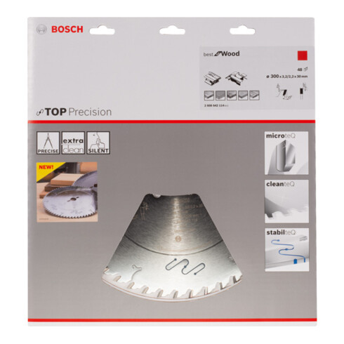 Lame de scie circulaire Bosch Top Precision Best for Wood 300 x 30 x 3,2 mm 48